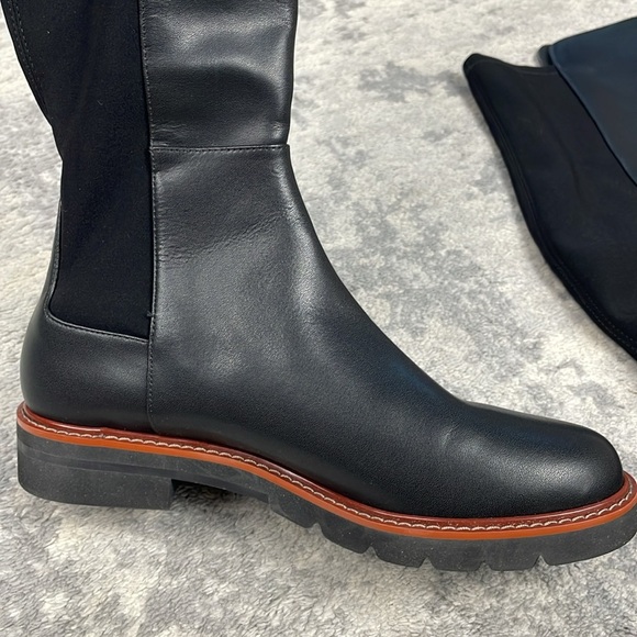 New Stuart Weitzman Adrina City Boot Over The Knee 5050 Black Leather Sz 7.5 - Picture 12 of 14